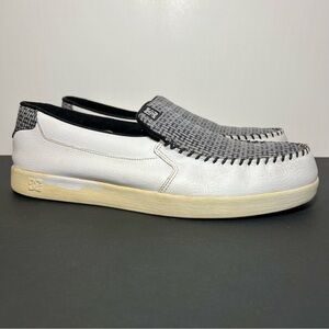 Mens DC Shoes Villain White Leather Slip On Shoes / Size 13